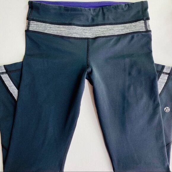 Lululemon Run Inspire Crop Heathered Dark Black 4 - Picture 2 of 5